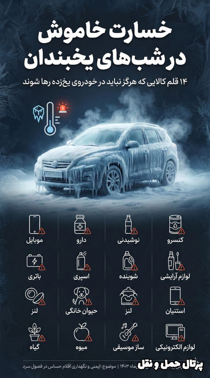خسارت خاموش در شب‌های یخبندان ؛ راهنمای نجات ۱۴ قلم کالای حساس در خودرو